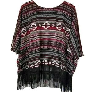 Cato Women's Fringe Oversize Blouse Size Small